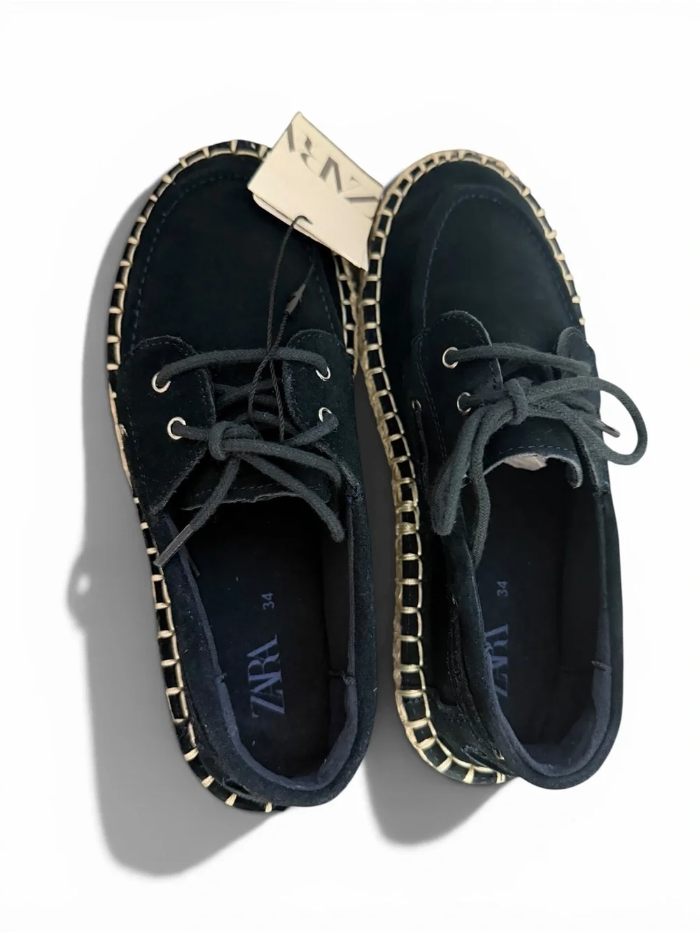 ZARA Boys’ Navy Blue Suede Espadrilles Coastal Minimalist | Size 2.5
